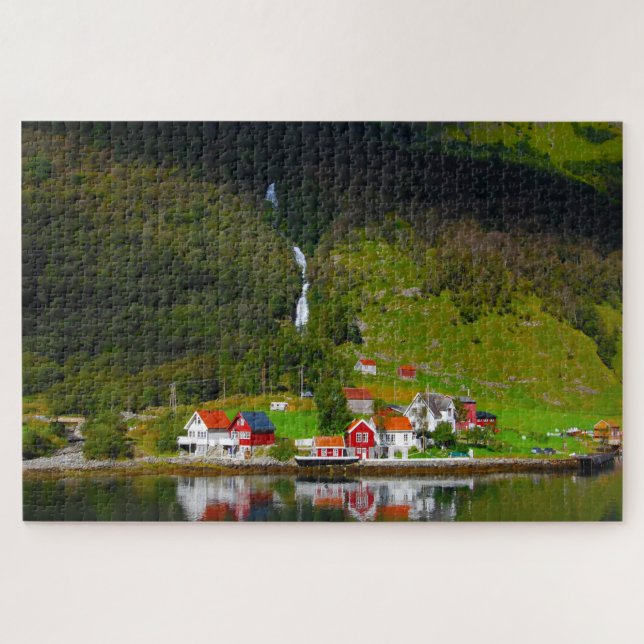 Norway Fjord waterfall Scandinavia. Jigsaw Puzzle (Horizontal)