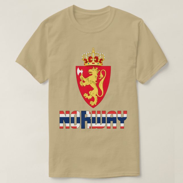 Norway Flag and Coat of Arms Patriotic T-Shirt (Design Front)