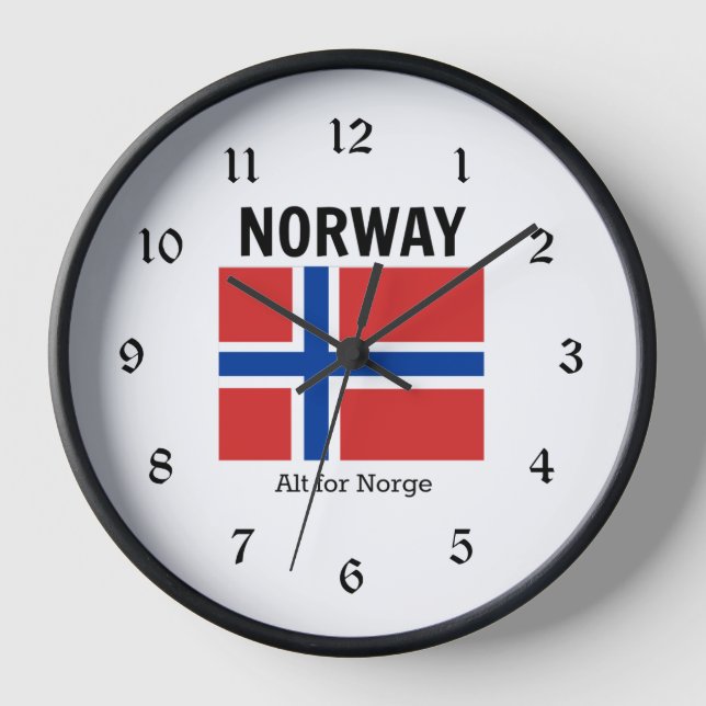 Norway Flag and Motto Clock (Front)
