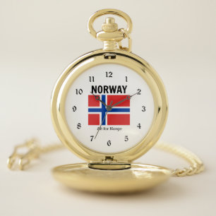 Norway Flag and Motto Pocket Watch