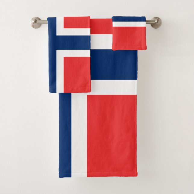 Norway Flag Bath Towel Set (Insitu)