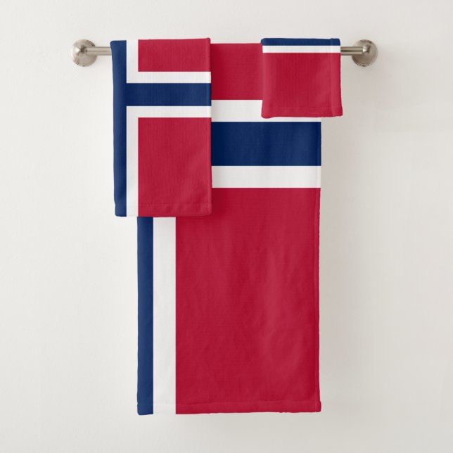 Norway Flag Bath Towel Set (Insitu)