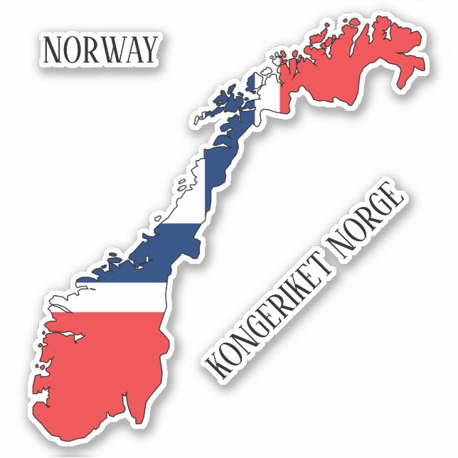 Norway Flag Charming Patriotic Map Sticker (Front)