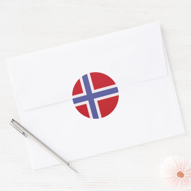 Norway flag classic round sticker (Envelope)