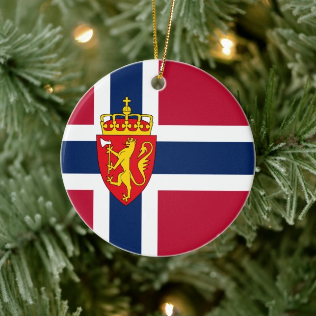 Norway Flag/ Coat of Arms Ceramic Ornament (Tree)
