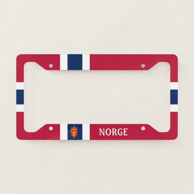 Norway Flag/ Coat of Arms License Plate Frame (Front)