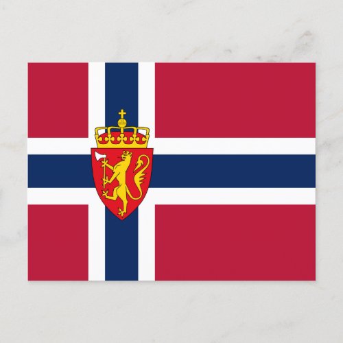 Norway Flag Coat of Arms Postcard