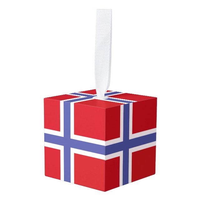 Norway flag cube ornament (Front Angled)
