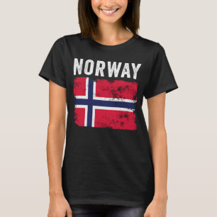 Norway Flag Distressed  Men Women Kids  Norwegian  T-Shirt