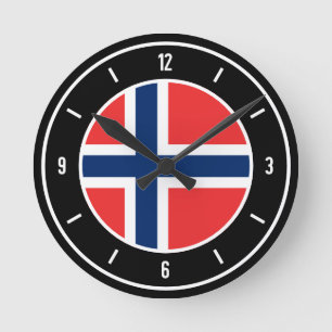 Norway Flag Elegant Round Clock