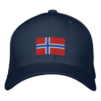 Norway Flag Embroidered Flexfit Wool Hat by JameneEmbroidery at Zazzle