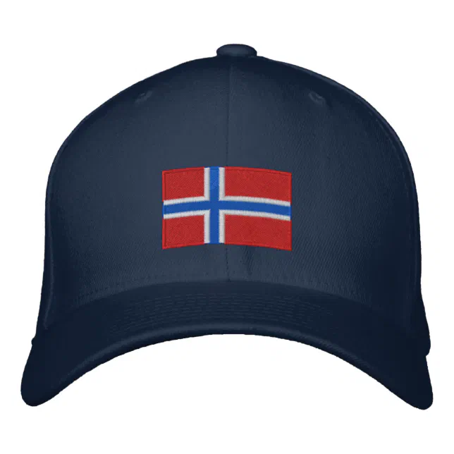 Norway flag embroidered flexfit wool hat | Zazzle