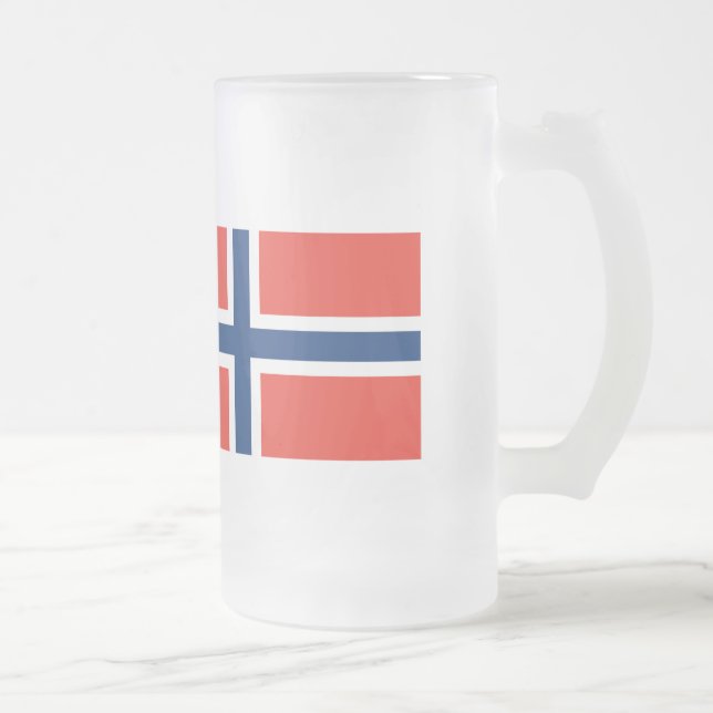 Norway Flag Frosted Glass Beer Mug (Right)