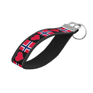 Norway Flag Fun Patriotic Norwegian Travel Wrist Keychain