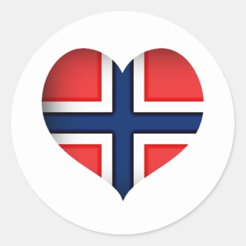 Norway Flag Heart Classic Round Sticker