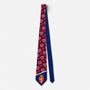 Norway Flag Heart Coat of Arms Norwegian Pride Neck Tie