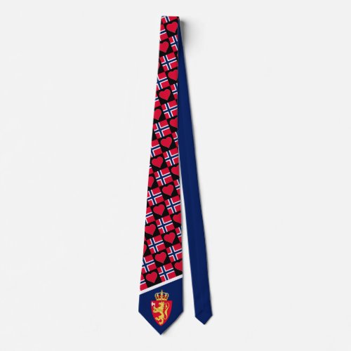 Norway Flag Heart Coat of Arms Norwegian Pride Neck Tie