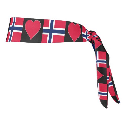 Norway Flag Heart Love Pattern Norwegian Pride Tie Headband