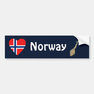 Norway Flag Heart + Map Bumper Sticker