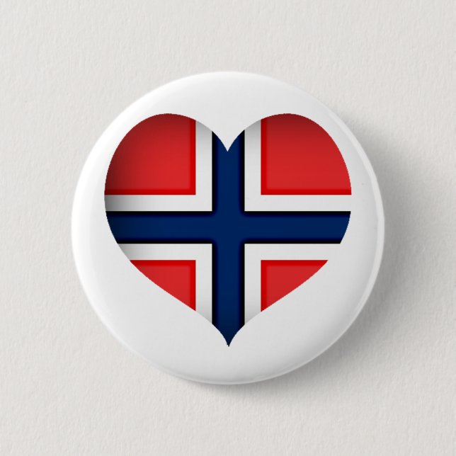 Norway Flag Heart Pinback Button (Front)