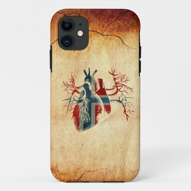 Norway Flag in Real heart Case-Mate iPhone Case (Back)