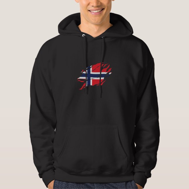 Norway Flag Inside Me, scandinavia inside Claw Mar Hoodie (Front)