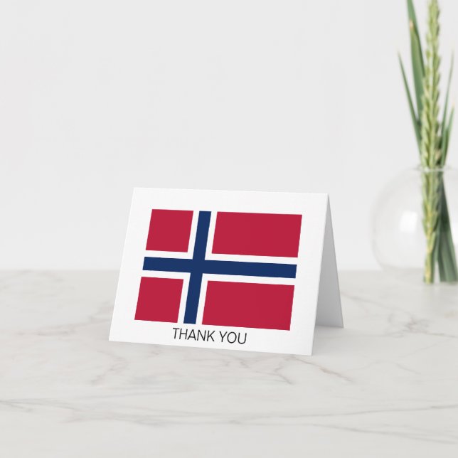 Norway Flag Letterpress Thank You Card (Front)