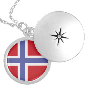 Norway flag locket necklace