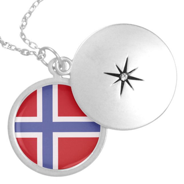 Norway flag locket necklace (Front)