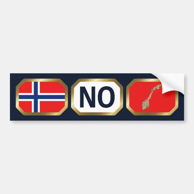 Norway Flag Map Code Bumper Sticker (Front)