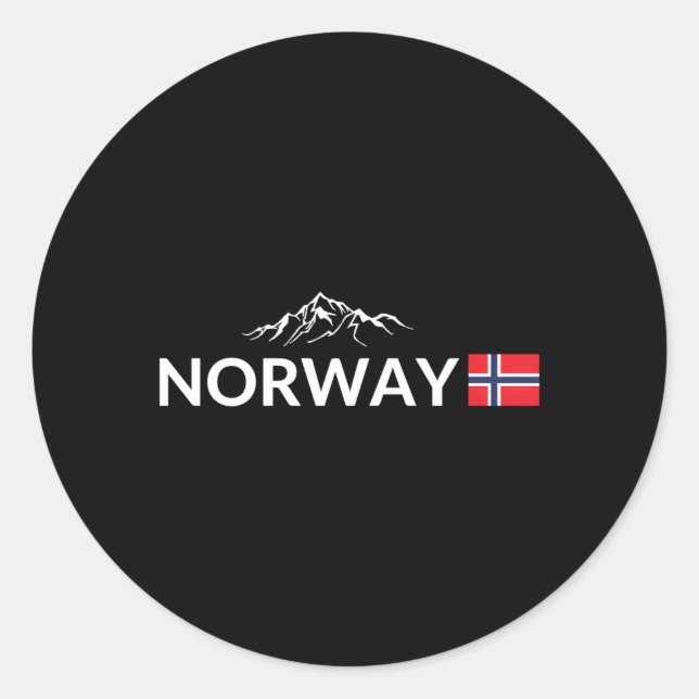 Norway Flag Mountain Outdoor Trip In Norway Classic Round Sticker (Front)