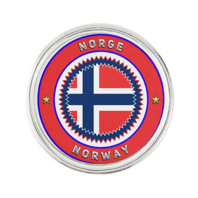 Norway Flag & Name Lapel Pin (Front)