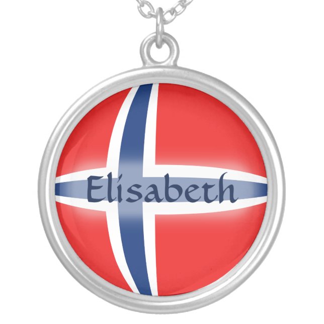 Norway Flag + Name Necklace (Front)