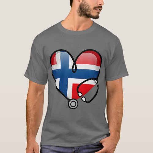 Norway Flag Norwegian Nurse Stethoscope Heart T_Shirt