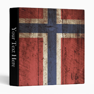 Norway Flag on Old Wood Grain Binder