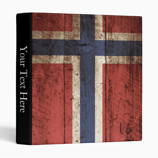 Norway Flag on Old Wood Grain Binder (Front/Spine)