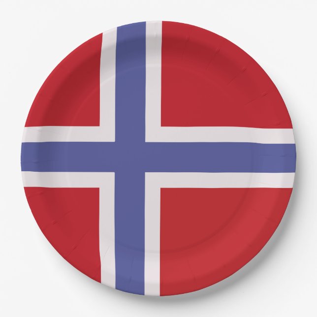 Norway flag paper plates (Front)