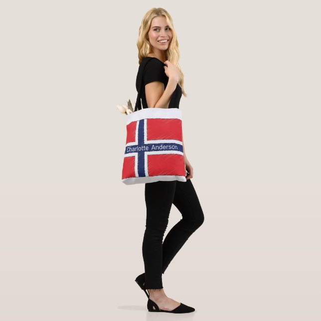 Norway Flag Personalized Name or Initials Design Tote Bag (On Model)