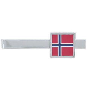 Norway Flag Silver Finish Tie Bar