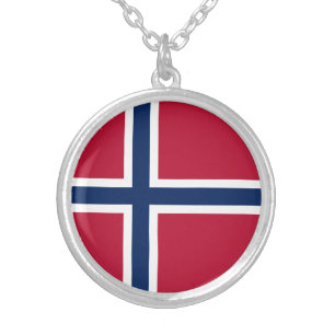 Norway Flag Silver Plated Necklace
