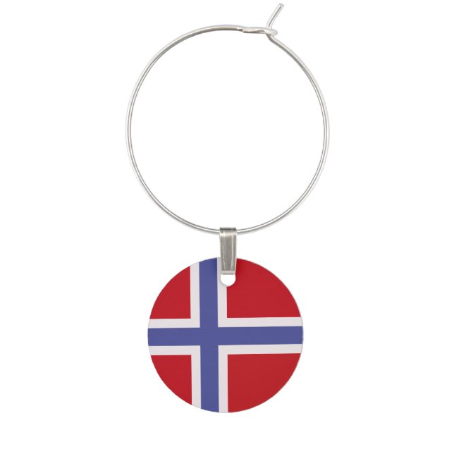 Norway flag wine charm (Front)