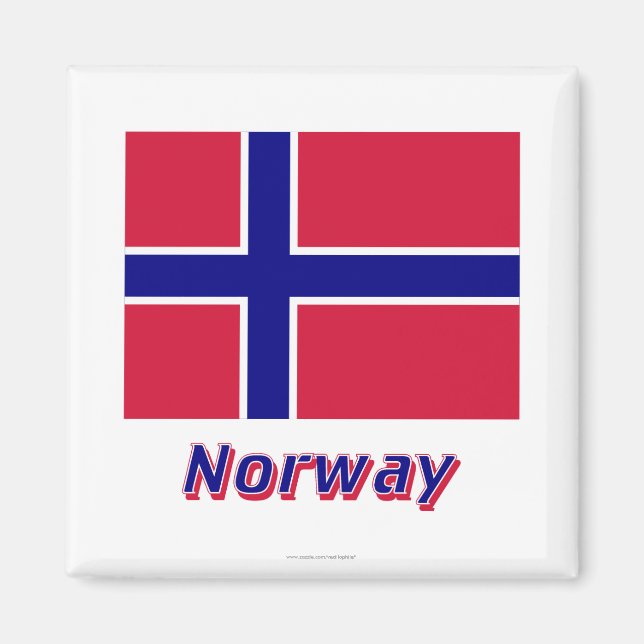 Norway Flag with Name Magnet (Front)