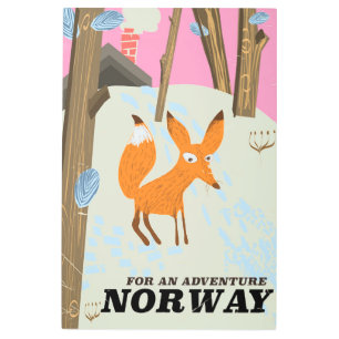 Norway fox vintage travel poster