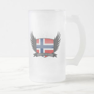 NORWAY FROSTED GLASS BEER MUG