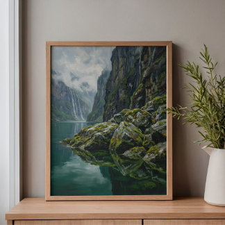Norway Geirangerfjord Mossy Water Art Canvas Print