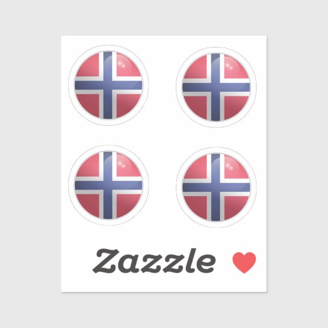 Norway Glossy Circle Flag Sticker (Sheet)