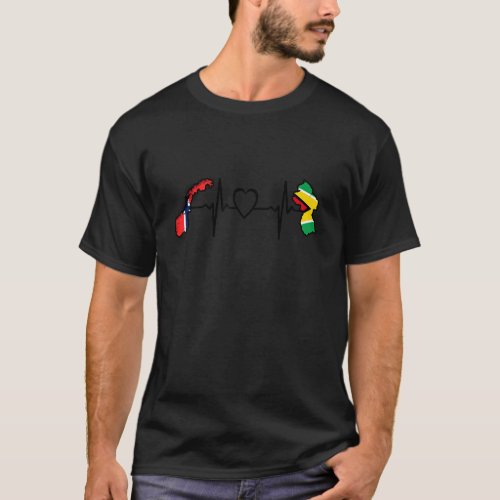 Norway Guyana Flag Norwagian Guyanese Heartbeat T_Shirt