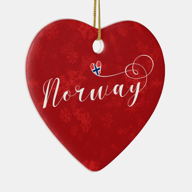 Norway Heart, Christmas Tree Ornament, Norwegian Ceramic Ornament (Right)