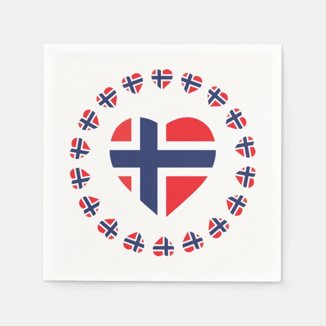 NORWAY HEART SHAPE FLAG NAPKINS (Front)