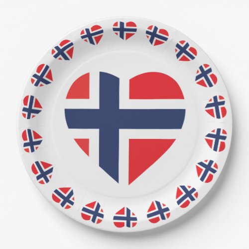 NORWAY HEART SHAPE FLAG PAPER PLATES